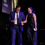 Jason O'Connell, Kate Hamill on stage